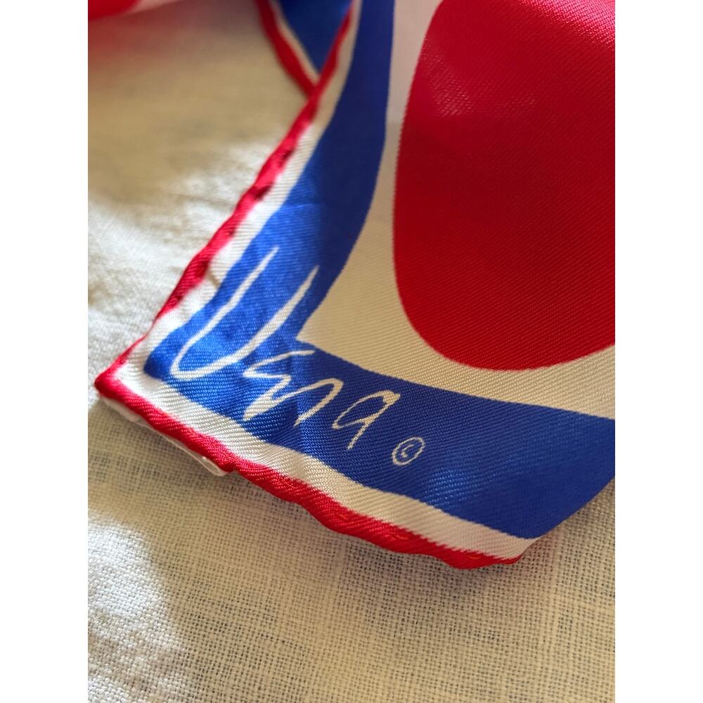 Vera Vintage Hand-Rolled Silk Patriotic Polka Dot Scarf - Picture 2 of 5